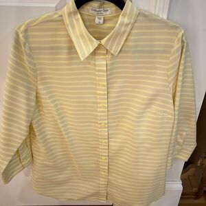Cold water Creek, no Iron Button down Shirt, 3/4 Sleeves, size 14, L